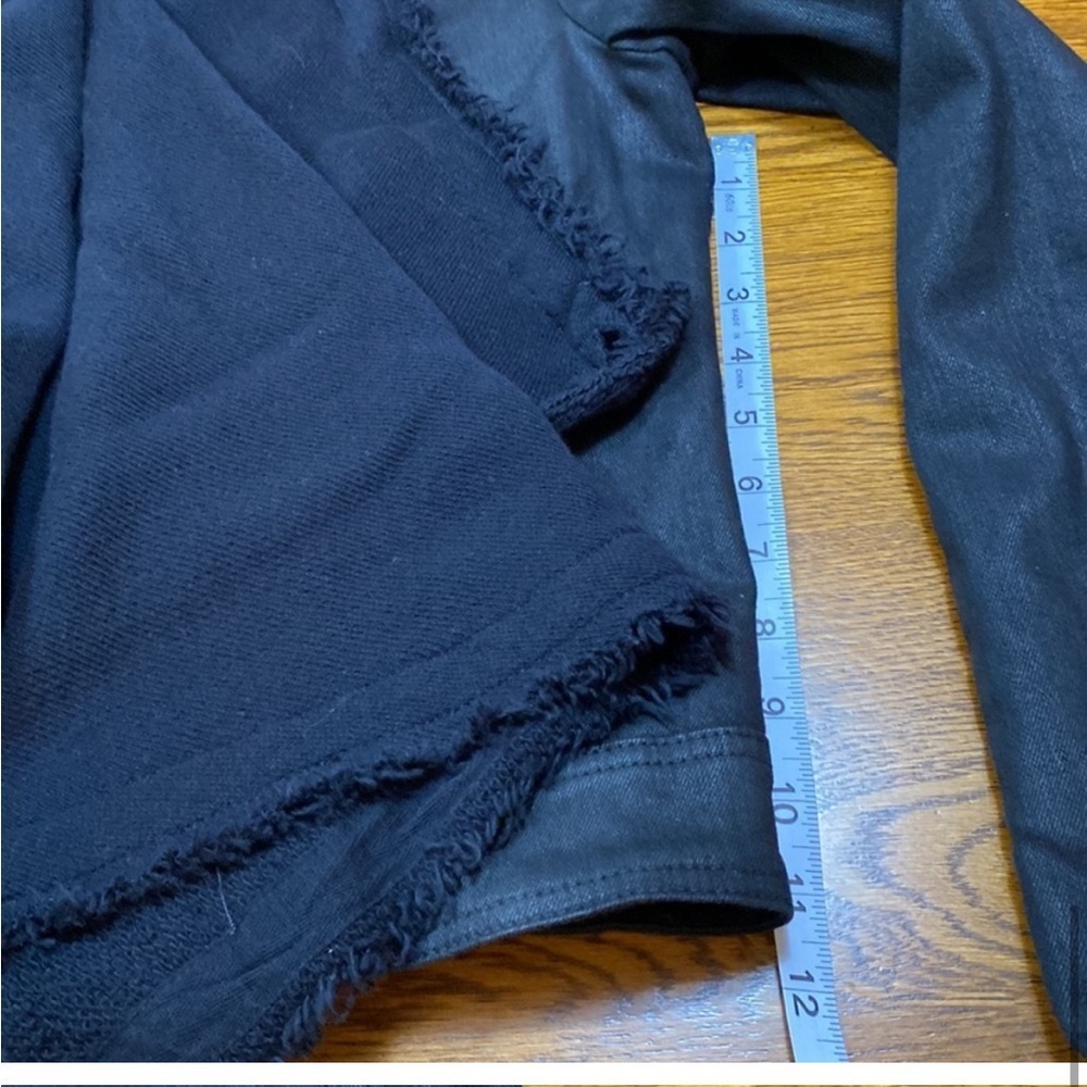 Free People Black Comb Open Waterfall Front Raw Trim Cotton Jacket Sz 6 ✌️❤️EUC‌ - Picture 15 of 16